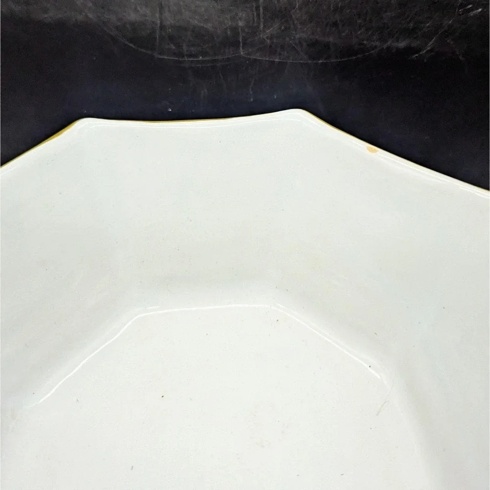 Vintage Italian Faience Pottery Octagon Shaped Salad Pasta Bowl 9'
